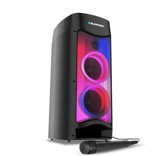 Blaupunkt Newly Launched Rock & ROLL PS75 Wireless Bluetooth Party Speaker with Dynamic RGB Lights and Karaoke Mic-Ultimate Sound for Unforgettable Parties