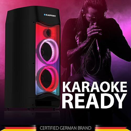 Blaupunkt Newly Launched Rock & ROLL PS75 Wireless Bluetooth Party Speaker with Dynamic RGB Lights and Karaoke Mic-Ultimate Sound for Unforgettable Parties