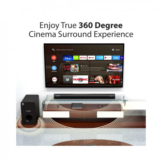 Blaupunkt Newly Launched SBWL100 Dolby Audio Soundbar with 8 INCH Wireless Subwoofer I HDMI ARC, Bluetooth & Optical Connectivity (220W) I 2.1 Channel Home Theatre with Remote