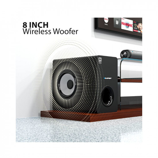 Blaupunkt Newly Launched SBWL100 Dolby Audio Soundbar with 8 INCH Wireless Subwoofer I HDMI ARC, Bluetooth & Optical Connectivity (220W) I 2.1 Channel Home Theatre with Remote