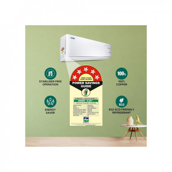 Blue Star 1 Ton 5 Star Convertible 5 in 1 Cooling Inverter Split AC Copper Multi Sensors Smart Ready Blue Fins Self Diagnosis 2024 Model IC512YNUR White