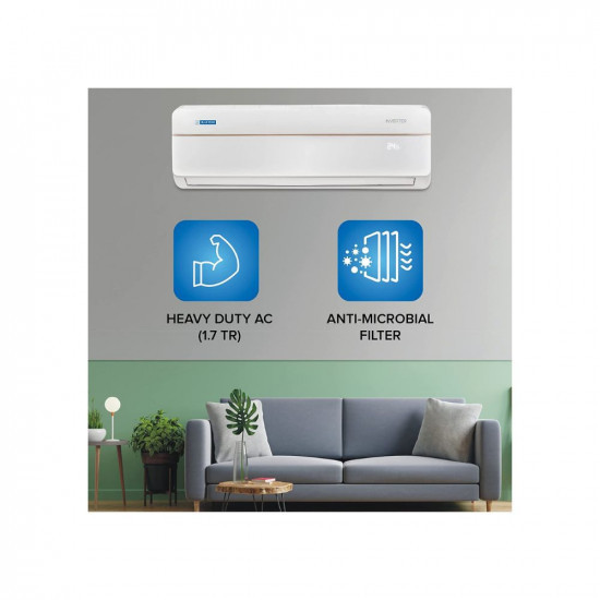 Blue Star 17 Ton 3 Star Inverter Split AC Copper Convertible 4-in-1 Cooling Mode 2022 Model IA319VCU White