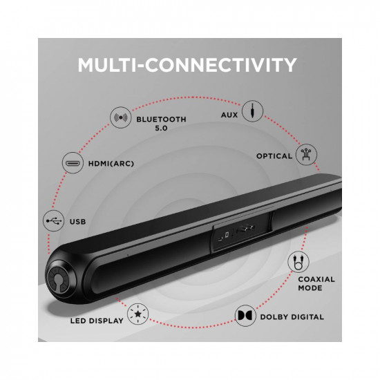 boAt Aavante Bar 1680D Bluetooth Soundbar with Dolby Audio, 120W RMS Signature Sound, 2.1 Channel, 3D Surround Sound, Multi-Compatibility and Master Remote Control(Knight Black)