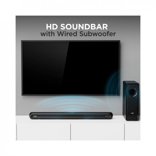 boAt Aavante Bar 1680D Bluetooth Soundbar with Dolby Audio, 120W RMS Signature Sound, 2.1 Channel, 3D Surround Sound, Multi-Compatibility and Master Remote Control(Knight Black)