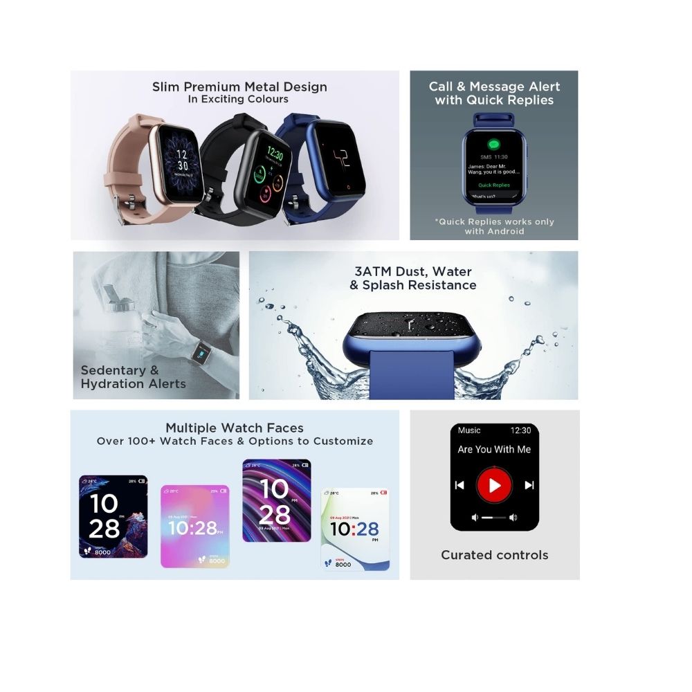 boAt Blaze Smartwatch with 1.75 HD Display, Fast Charge, Apollo 3 Blue Plus Processor, 24x7 Heart Rate & SpO2 Monitor(Deep Blue)