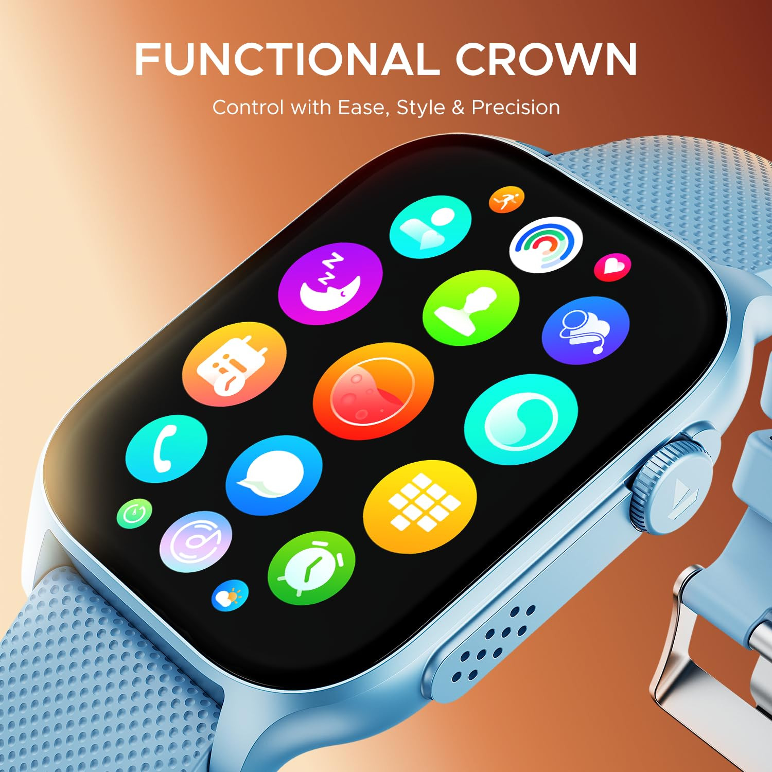 boAt New Launch Ultima Ember Smartwatch w 196 497 cm AMOLED Display Personalized Fitness Nudges Functional Crown 100 Sports Modes Custom Watch Faces Mist Blue