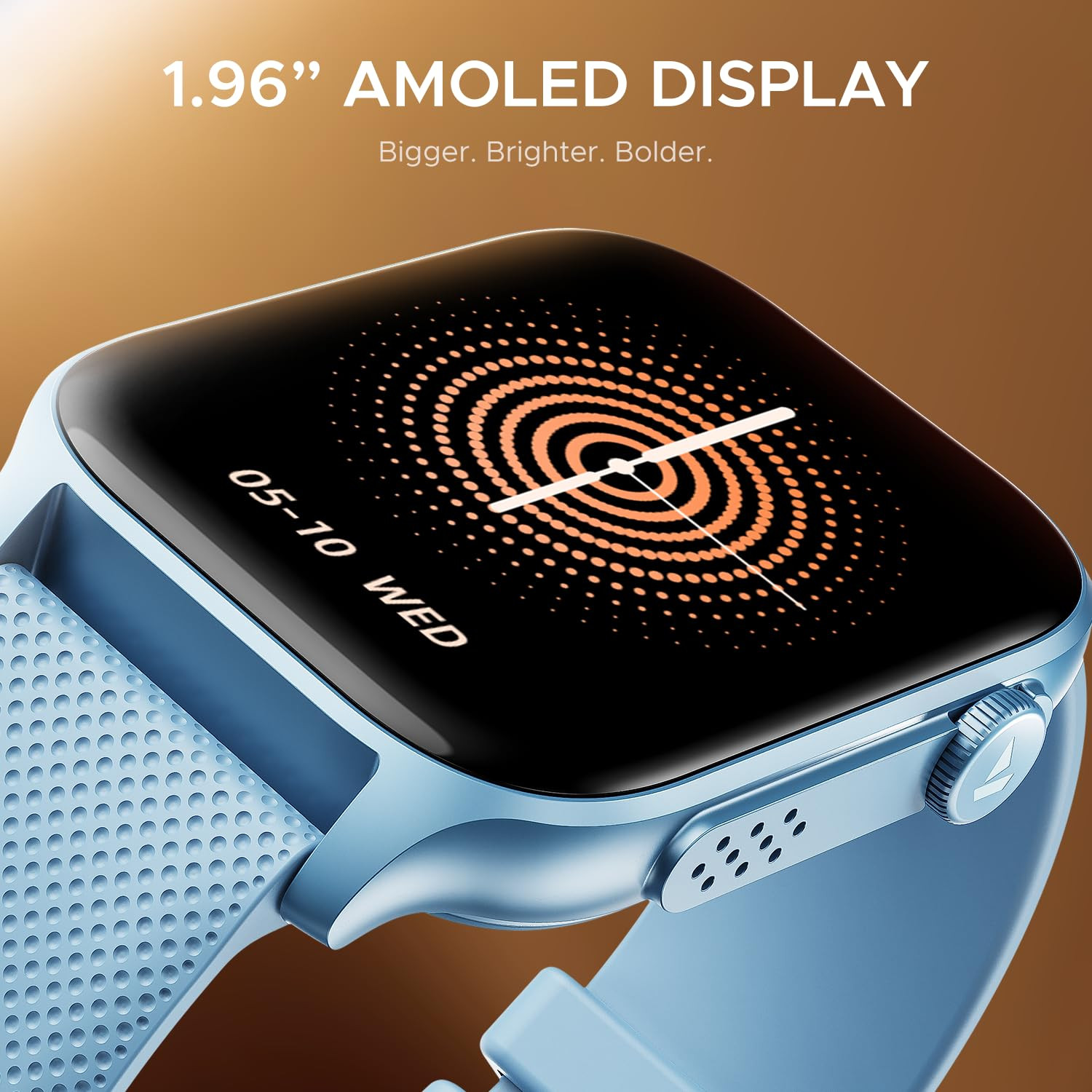 boAt New Launch Ultima Ember Smartwatch w 196 497 cm AMOLED Display Personalized Fitness Nudges Functional Crown 100 Sports Modes Custom Watch Faces Mist Blue