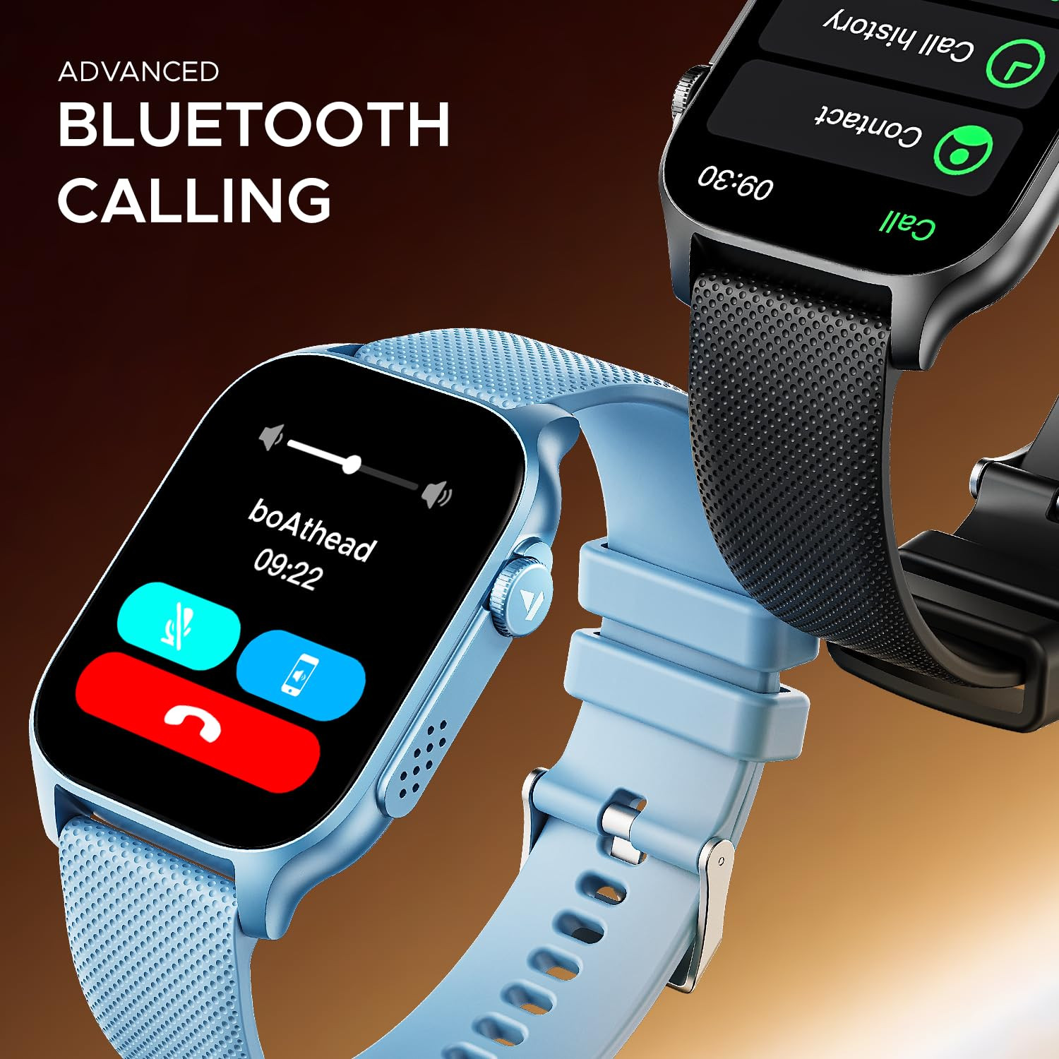 boAt New Launch Ultima Ember Smartwatch w 196 497 cm AMOLED Display Personalized Fitness Nudges Functional Crown 100 Sports Modes Custom Watch Faces Mist Blue