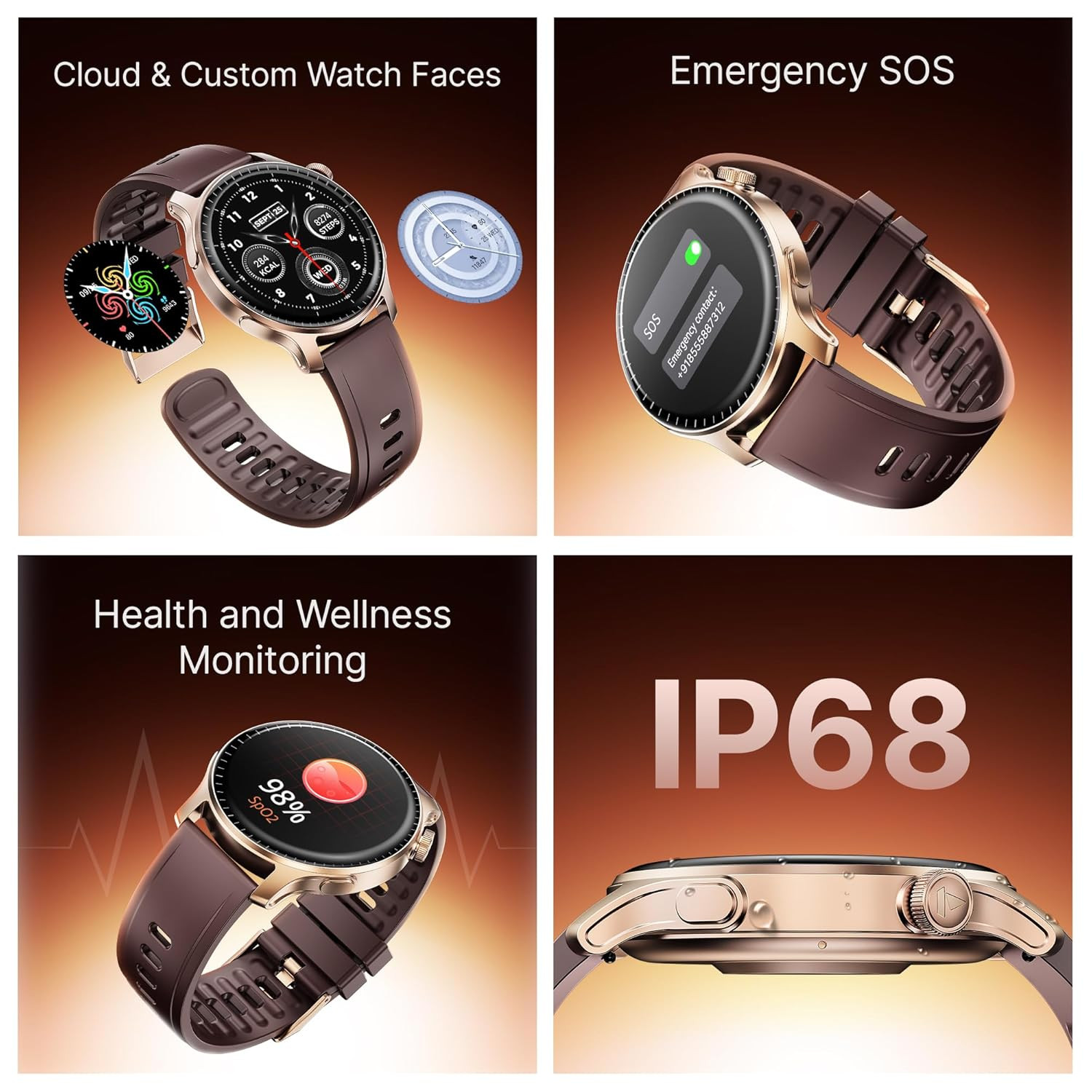 boAt New Launch Ultima Prime Smartwatch with 143 AMOLED Display Personalized Fitness Nudges Functional Crown100 Sports Modes Watch Face Studio Royal Berry Brown