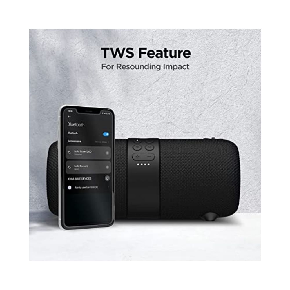 boAt Stone 1200 14W Bluetooth Speaker with Upto 9 Hours Battery RGB LEDs IPX7 and TWS FeatureBlack