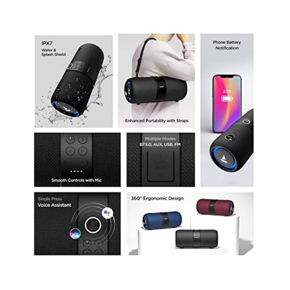 boAt Stone 1200 14W Bluetooth Speaker with Upto 9 Hours Battery RGB LEDs IPX7 and TWS FeatureBlack