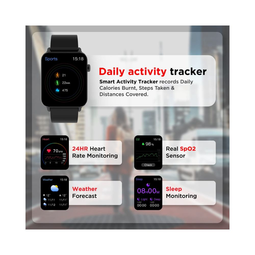boAt Wave Lite Smartwatch with 1.69 Inches HD Display, Heart Rate & SpO2 Level Monitor (Active Black)