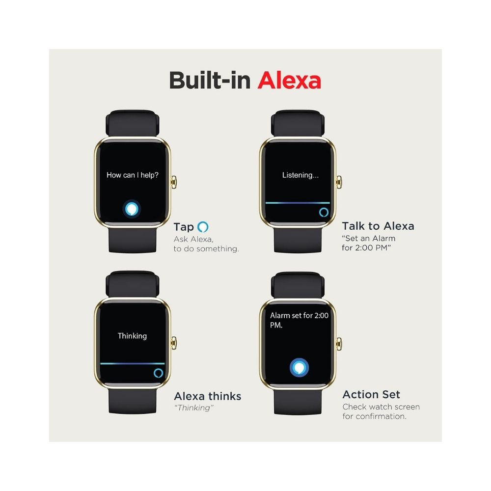boAt Xtend Smartwatch with Alexa Built-in, 1.69â HD Display (Pitch Black)