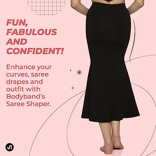 Bodyband Saree Shapewear for Women Black Shapewear Petticoat for Women Smooth Curve Peticote Innerwear for Women Saree in Party Saree Shaper for Women, Ladies - (Black - Medium)