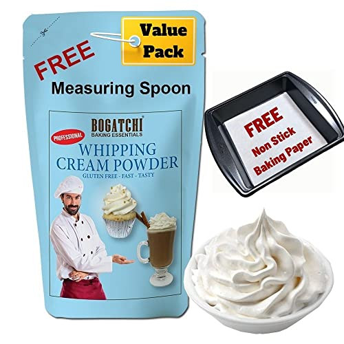 BOGATCHI Whipping Cream Powder, Tasty | Non GMO | Gluten Free, Whipping Cream for Cakes, 180g, Free Measuring Spoon