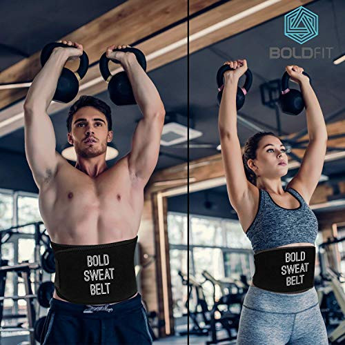 Boldfit Sweat Belt for Women & Men Neoprene Lower Back Waist Support Slim Belt Waist Workout Trainer Belt for Women and Men- Fits Up to 50 Inch, Black, L