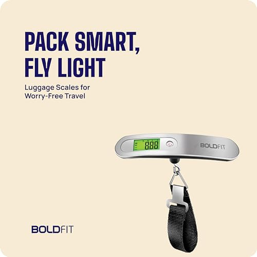 Boldfit Weight Machine For Luggage Weighing Scale For Luggage Capable Upto 50 Kg Weight Luggage Weight Machine Weighing Machine For Luggage With LCD Display Luggage Weighing Scale, Grey