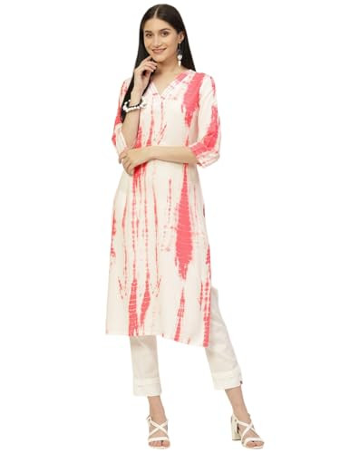 Bollyclues Women's Printed Crepe Straight Printed Kurti(BC-TE) Red,Size-2XL