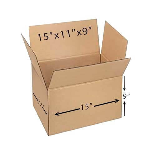 BonKaso Blueprint Premium Eco-friendly 3 Ply Corrugated Packing Box for Secure Shipping, Moving, Courier & Goods Transportation, Brown, 15x11x9 Inches - (Pack of 5)
