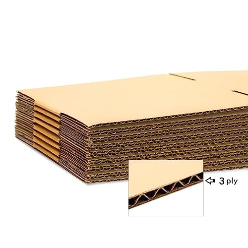 BonKaso Blueprint Premium Eco-friendly 3 Ply Corrugated Packing Box for Secure Shipping, Moving, Courier & Goods Transportation, Brown, 15x11x9 Inches - (Pack of 5)