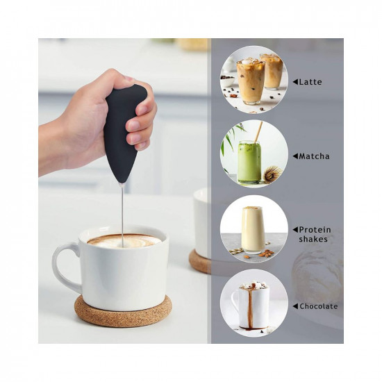 Bonsenkitchen Milk Frother Handheld Electric Matcha Whisk Handheld Milk Frother Electric Stirrer White Wall henging stend for acreylic and Handheld Coffee Frother Mini Blender Multi Color