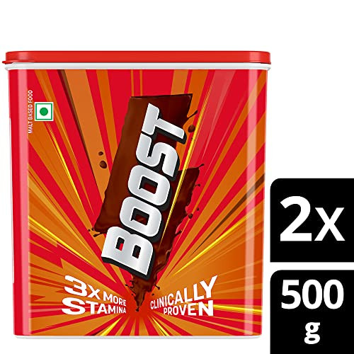 BOOST Energy & Nutrition Chocolate Drink Container 1 kg powder(Pack of 500 g x 2), Fortified with 17 Essential Vitamins and Minerals