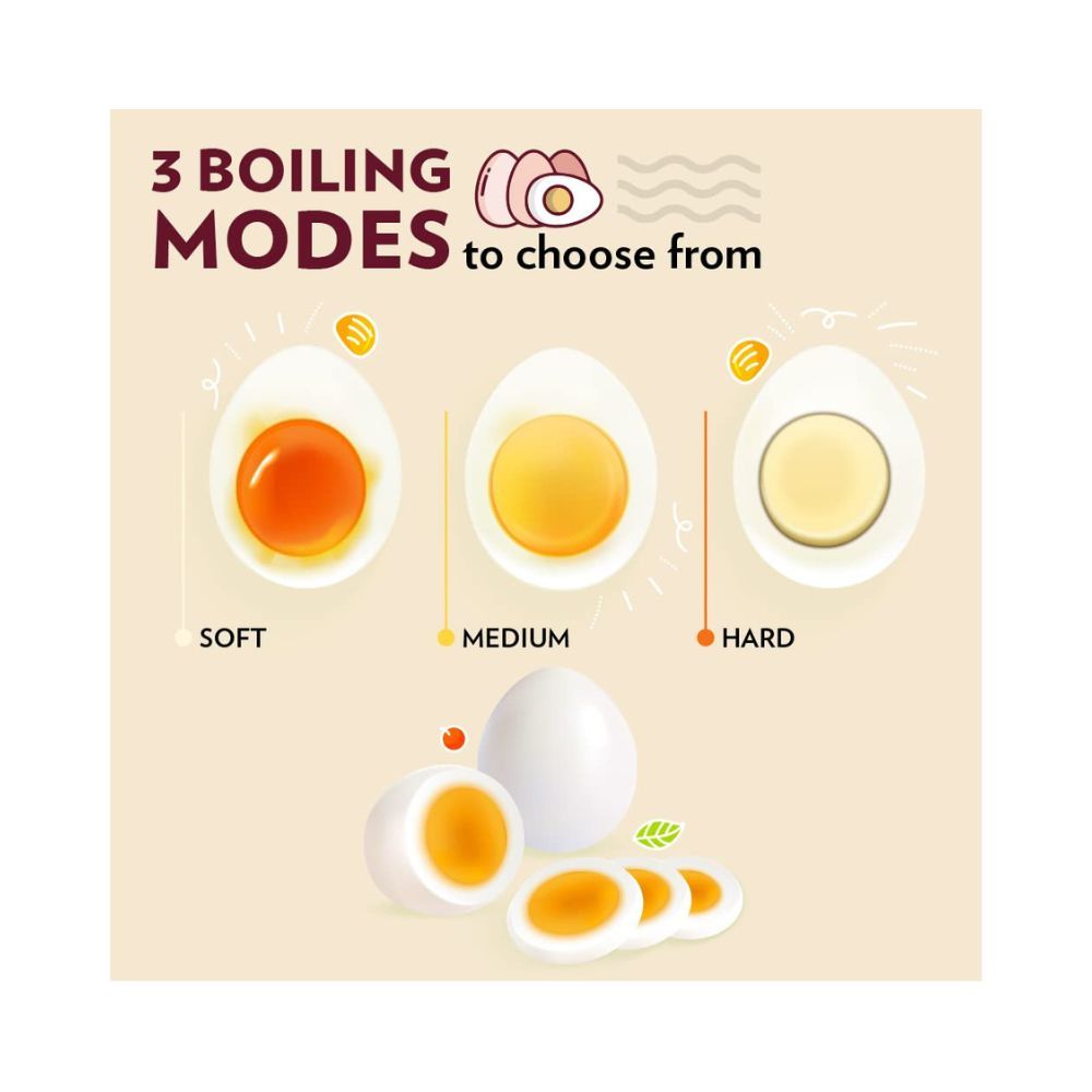 Borosil Electric Egg Boiler 8 Egg Capacity For Hard Soft Medium Boiled Eggs