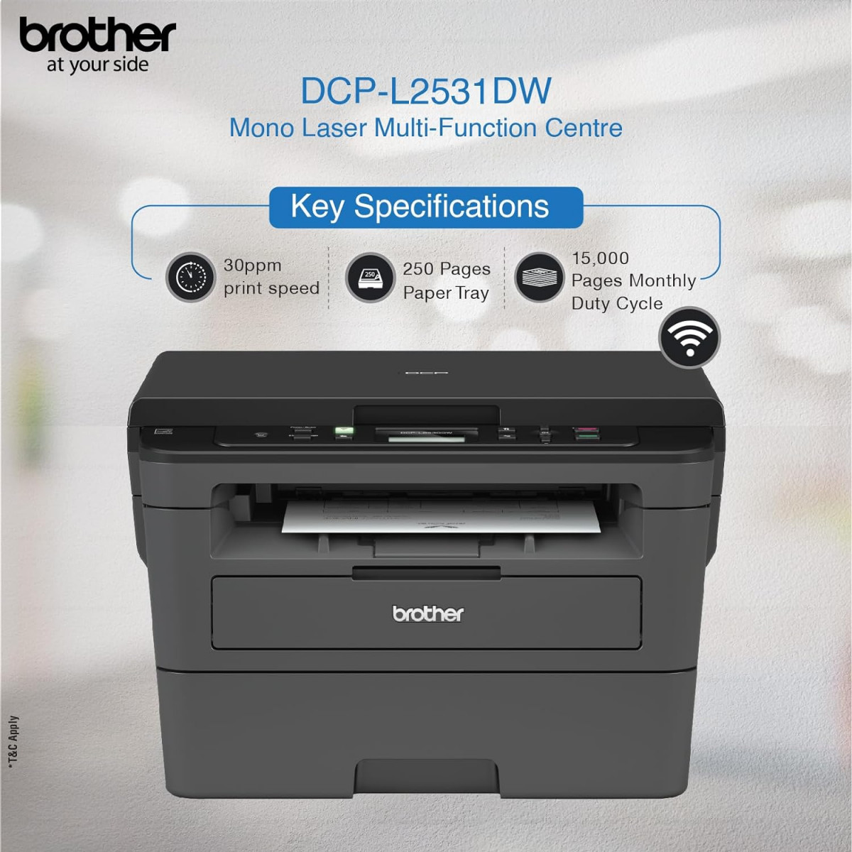 Brother DCP-L2531DW Multi-Function Monochrome Laser Printer with Auto-Duplex Printing  Wi-Fi