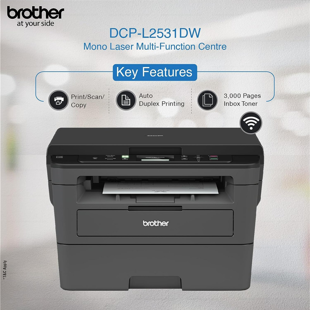 Brother DCP-L2531DW Multi-Function Monochrome Laser Printer with Auto-Duplex Printing  Wi-Fi