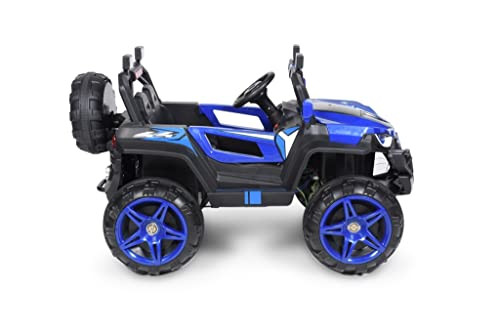 Brunte Kids Fun Rechargeable Battery Operated Ride on Electric Car Jeep for Kids USB, Music Battery Operated Big Car for Kids to Drive 2 to 8 Years Boys Girls (Blue), Made in India