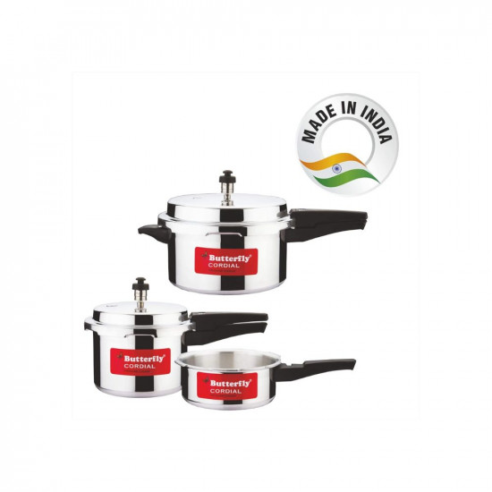 Butterfly Cordial 2 L 3 L  5 L Non Induction Bottom Outer Lid Pressure Cooker Aluminium Silver Small
