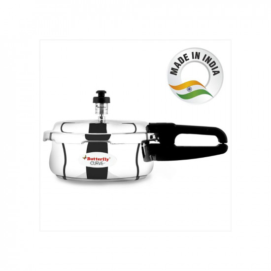 Butterfly Curve Stainless Steel Outer Lid Pressure Cooker 2 Litre Silver