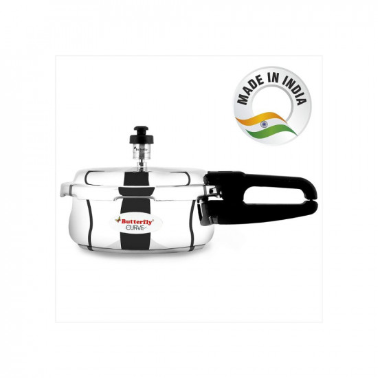 Butterfly Curve Stainless Steel Outer Lid Pressure Cooker, 2 Litre, Silver