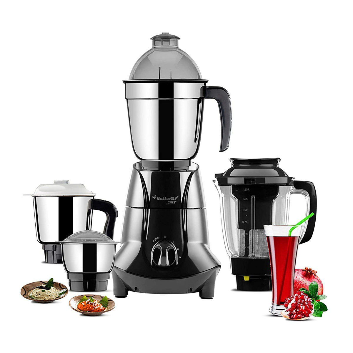 Butterfly Jet Elite Mixer Grinder 750W 4 Jars Grey