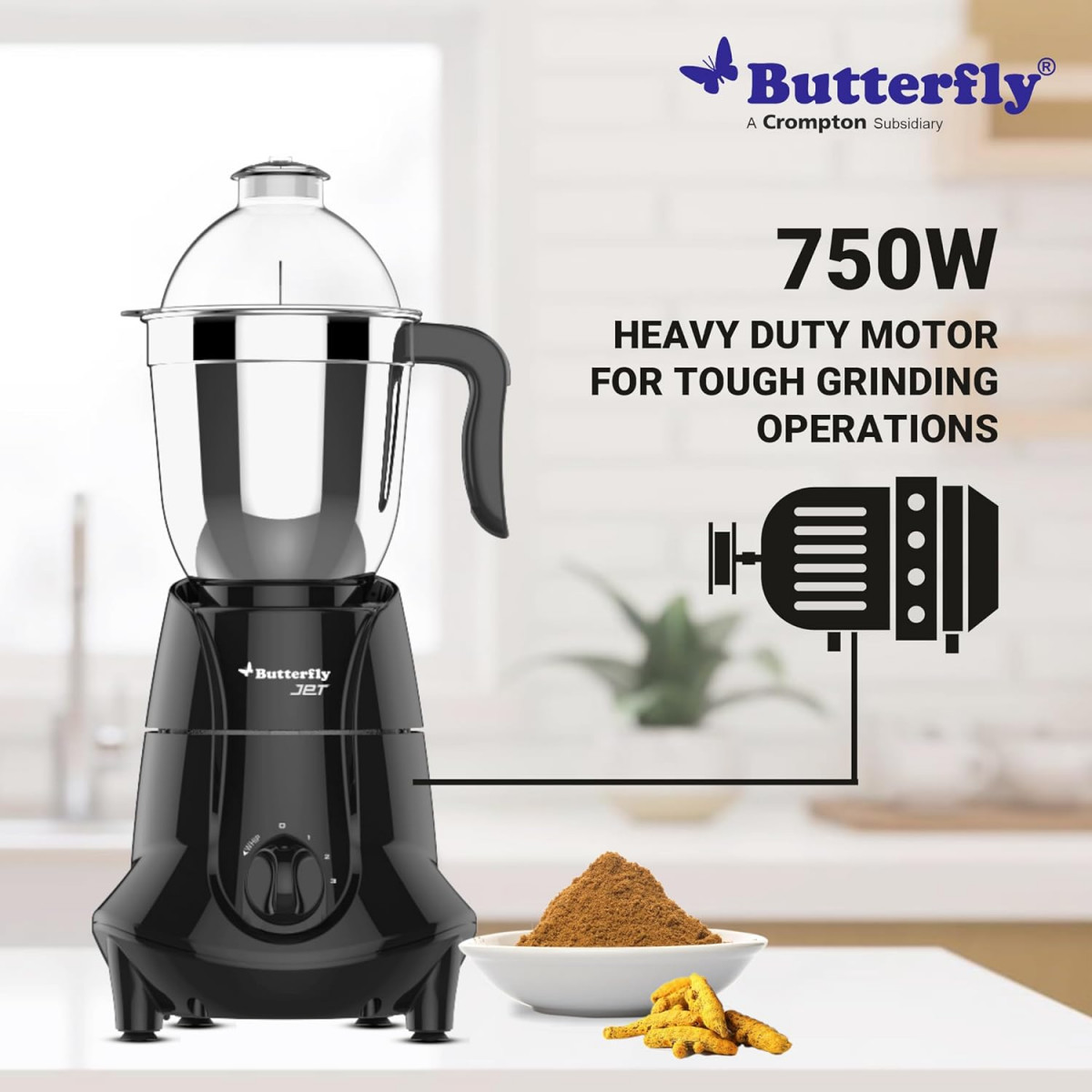 Butterfly Jet Elite Mixer Grinder 750W 4 Jars Grey