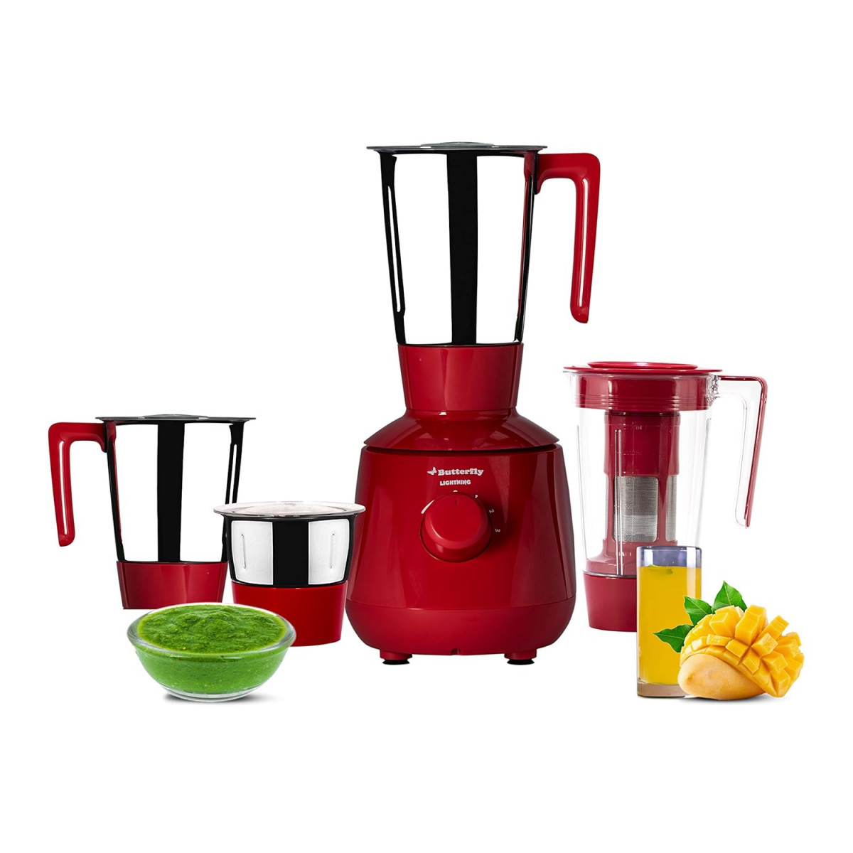 Butterfly Lightning Mixer Grinder 750 watts 4 Jars Red