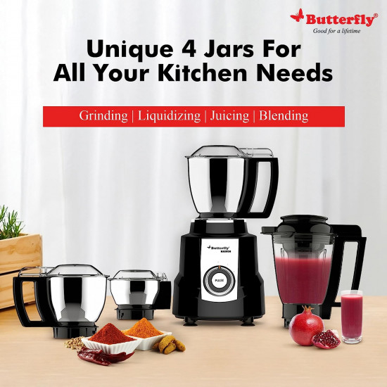 Butterfly Magnum 12 Hp Mixer Grinder 4 Jar 900 Watt Black
