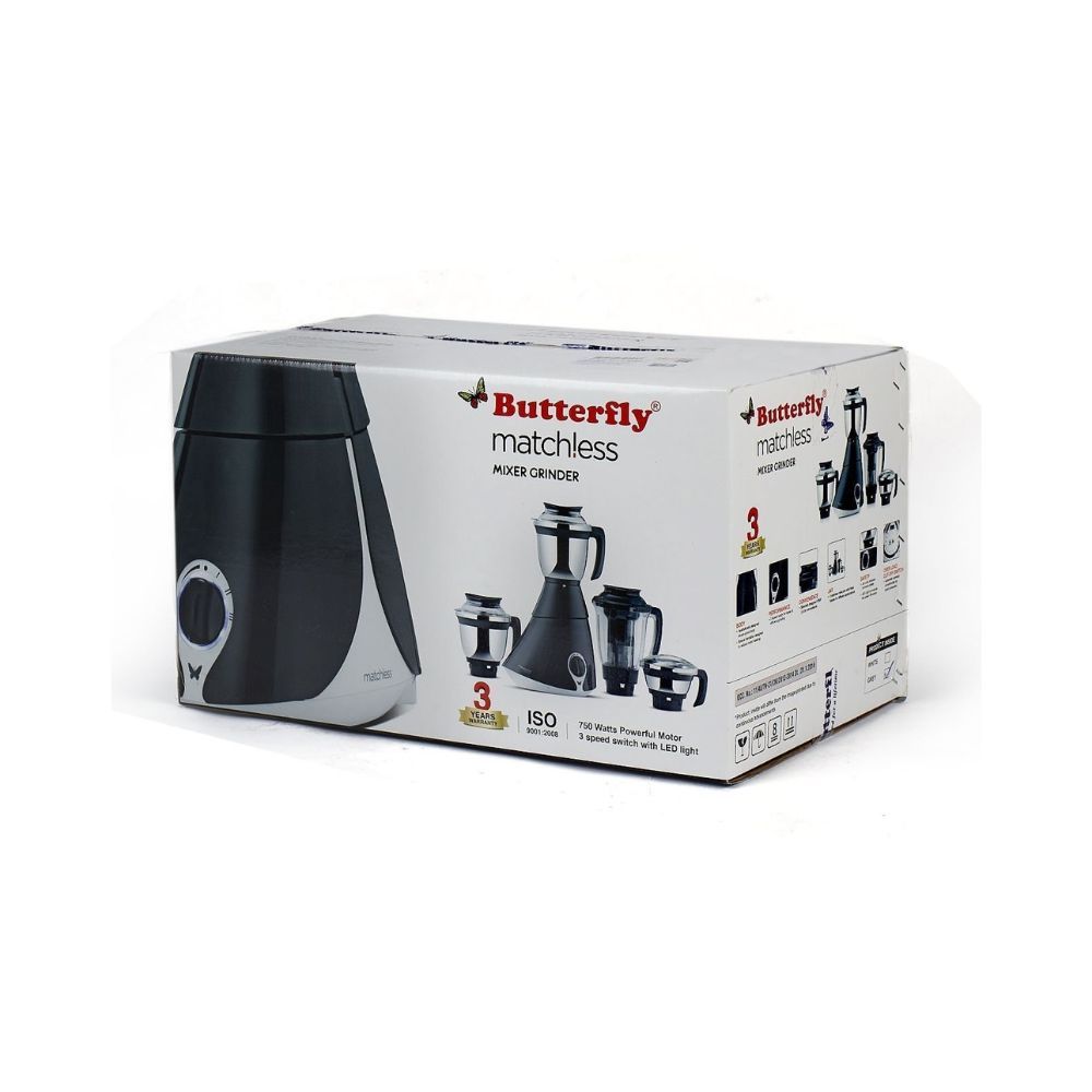 Butterfly Matchless Mixer Grinder 750W 4 Jars Grey White