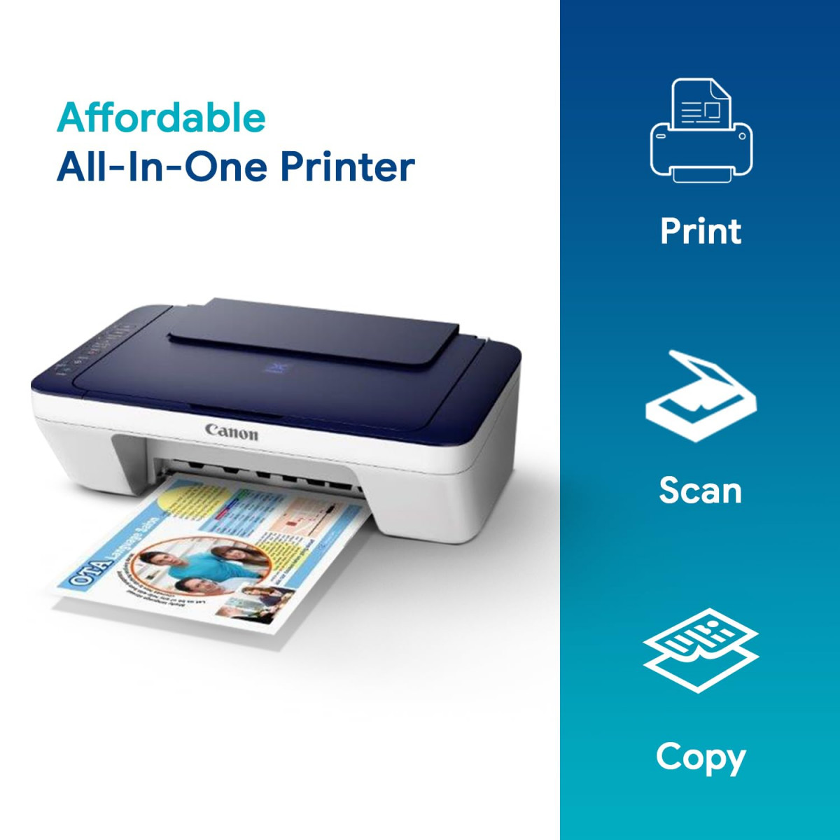 Canon PIXMA E477 All in One Print Scan Copy WiFi Ink Efficient Colour Printer for HomeStudent