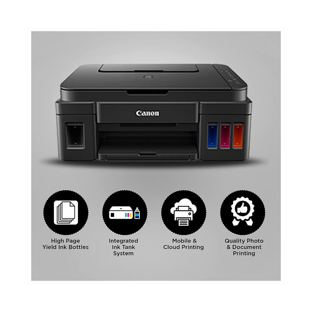 Canon PIXMA G3000 All-in-One WiFi Ink Tank Colour Printer with 2 Additional Black Ink Bottles