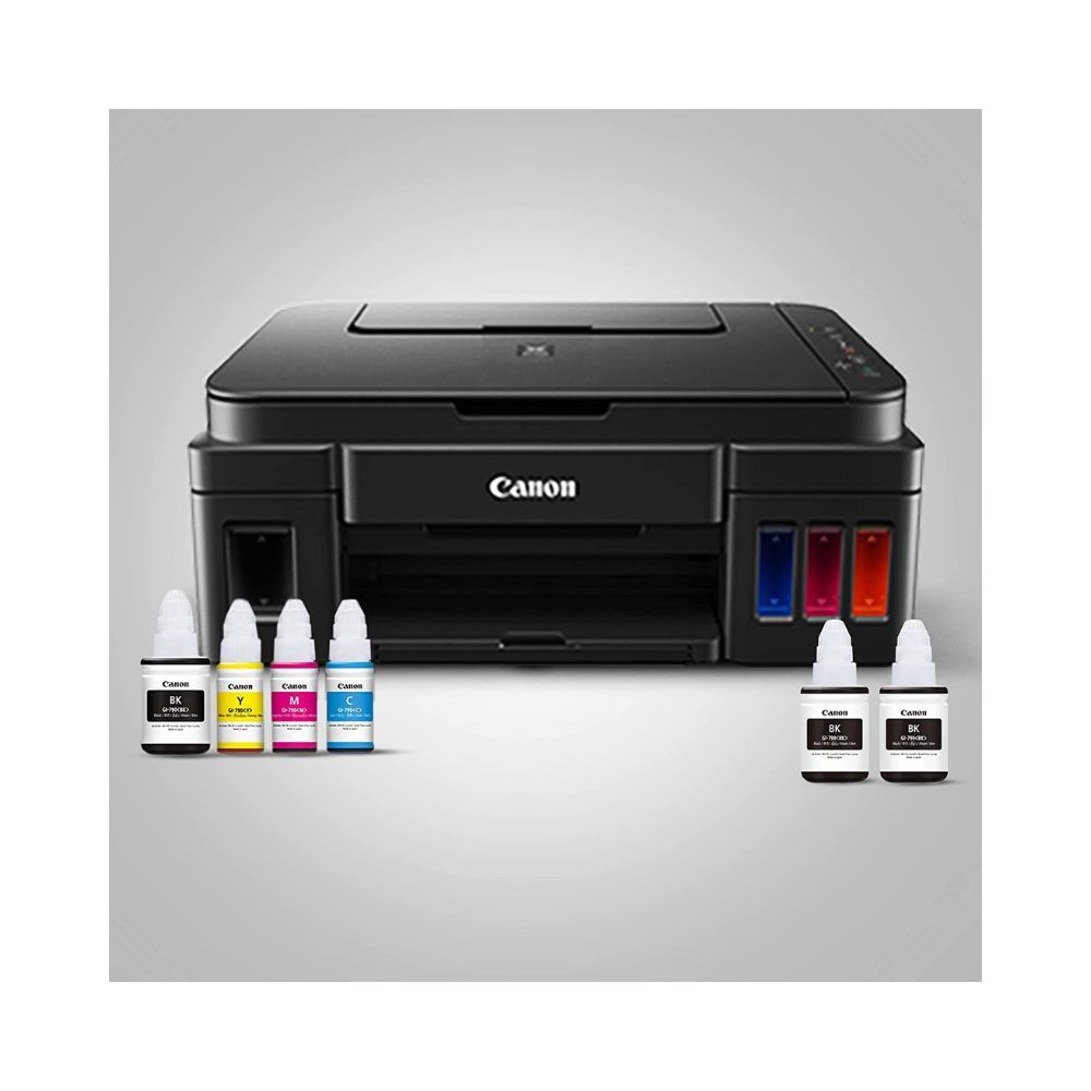 Canon PIXMA G3000 All-in-One WiFi Ink Tank Colour Printer with 2 Additional Black Ink Bottles