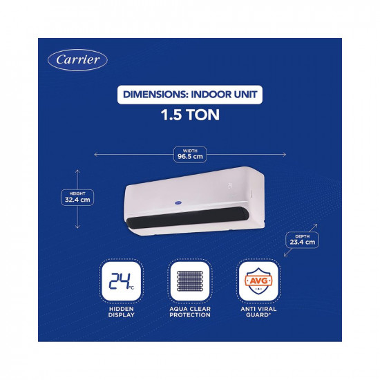 Carrier 1.5 Ton 3 Star AI Flexicool Hybridjet Inverter Split AC (Copper, 4-in-1 Flexicool with Anti-Viral Guard