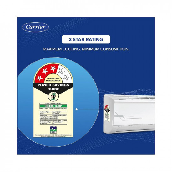 Carrier 2 Ton 3 Star AI Flexicool Inverter Split AC (Copper, Convertible 4-in-1 Cooling,Dual Filtration with HD & PM 2.5 Filter, Auto Cleanser, 2023 Model,ESTER Exi - CAI24ES3R32F0,White)