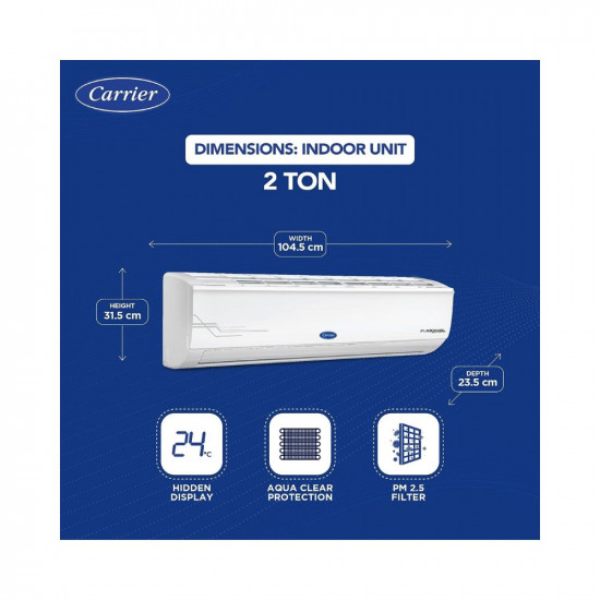 Carrier 2 Ton 5 Star AI Flexicool Inverter Split AC (Copper, Convertible 6-in-1 Cooling,Dual Filtration with HD & PM 2.5 Filter, Auto Cleanser, 2023 Model,ESTER Exi -CAI24ES5R33F0 ,White)