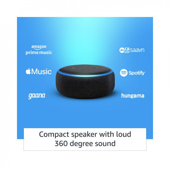 Certified Refurbished Echo Dot (3rd Gen), Black – Smart speaker with Alexa