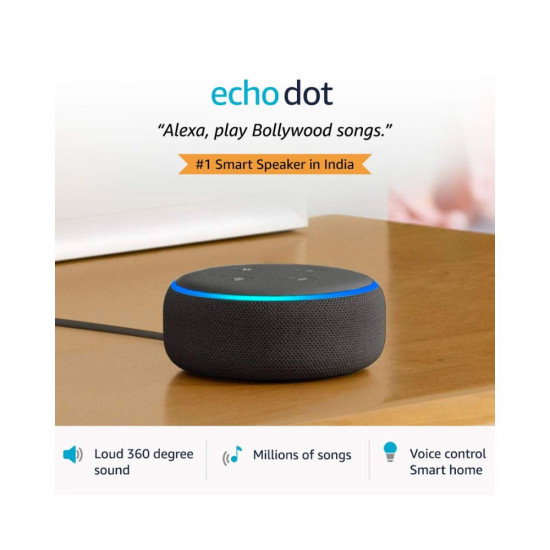 Certified Refurbished Echo Dot (3rd Gen), Black – Smart speaker with Alexa