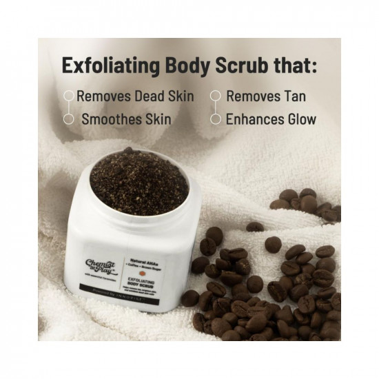 Chemist at Play Exfoliating Body Scrub For Removing Tan & Dead Skin Cells | Rough & Bumpy Skin, Tanned & Pigmented Skin | For Smooth, Soft & Bright Skin | Natural AHAs | Coffee | For Men & Women | 75g