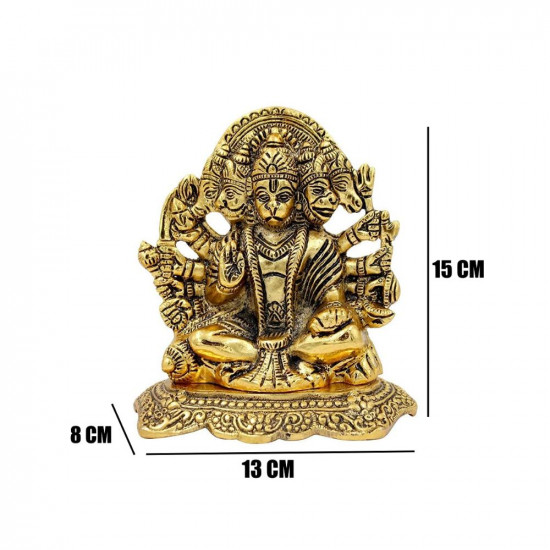 CHHARIYA CRAFTS Metal Panchmukhi Hanuman Murti/Bajarangbali Idol for Home and Office Gift Item Decorative Showpiece - 15 cm