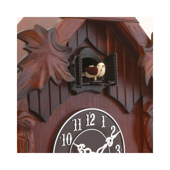 CHRONIKLE Decorative Hut Style Wooden Case Analog Cuckoo Musical Wall Clock for Living Room Home Decorations Office Gifts (Size: 37 x 17 x 47 CM | Weight: 2255 Gram | Color: Brown)