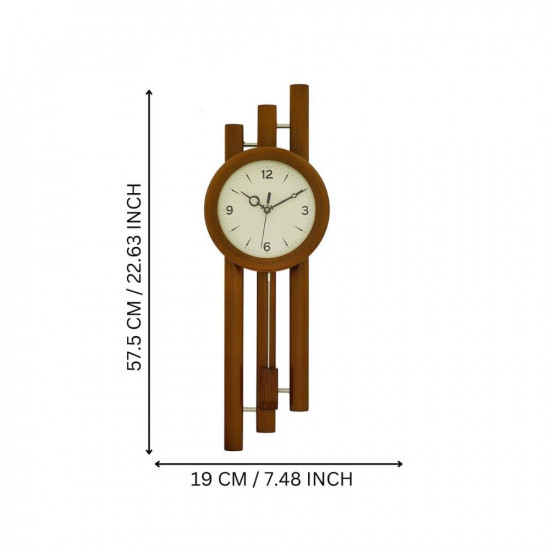 CHRONIKLE Decorative Vertical Wooden Case Analog Pendulum Wall Clock for Living Room Home Decorations Office Gifts (Size: 19 x 8.5 x 57.5 CM | Weight: 1190 Gram | Color: Brown)